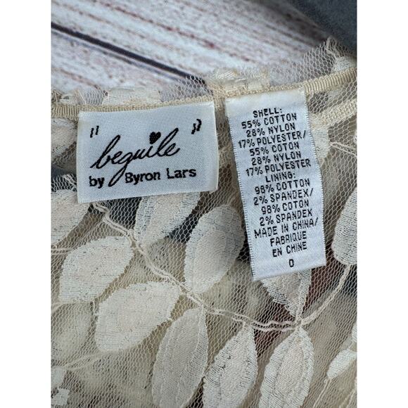 Beguile by Byron Lars Floral Brocade Lace Dress Women's Size‎ 0 Cream/Tan Lined - Picture 9 of 13